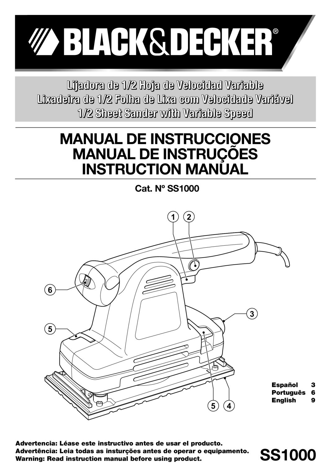 Black & Decker N SS1000 instruction manual Manual DE Instrucciones Manual DE Instruções 