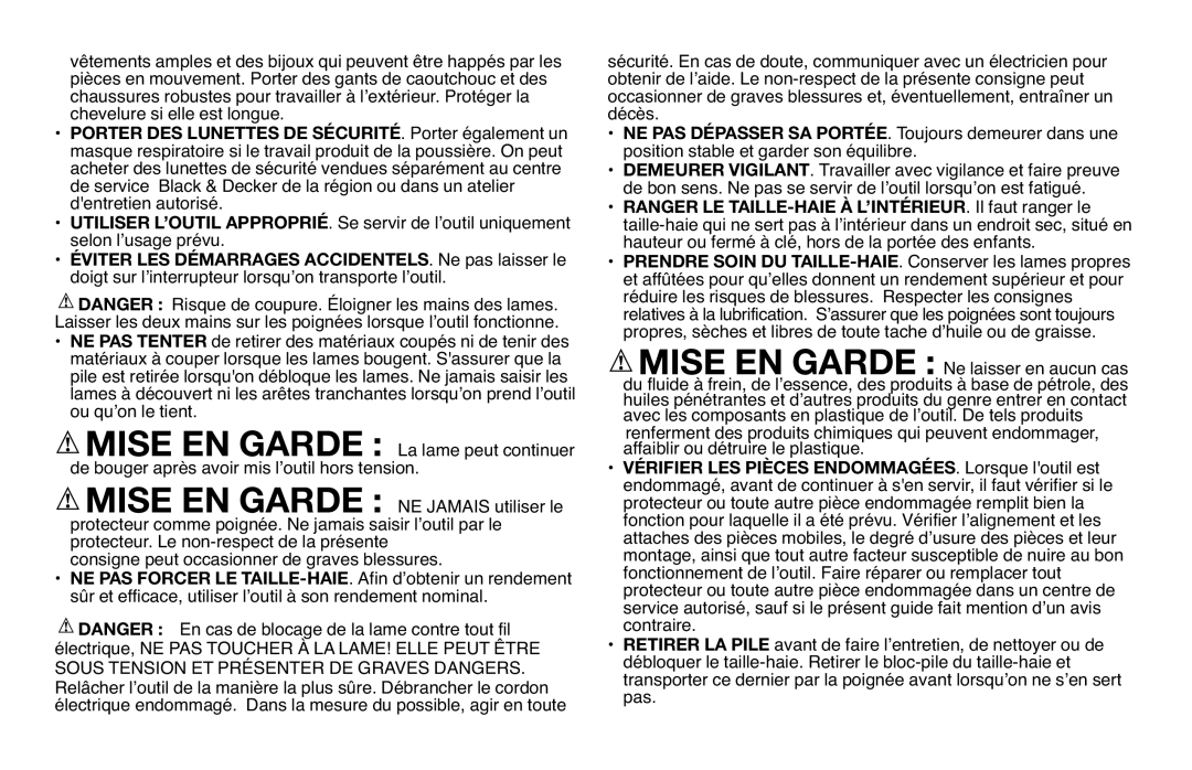 Black & Decker NHT518 instruction manual Porter DES Lunettes DE SÉCURITÉ. Porter également un 