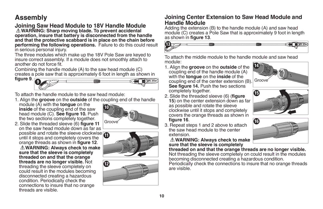 Black & Decker NPP2018 Joining Saw Head Module to 18V Handle Module, Toattach the handle module to the saw head module 