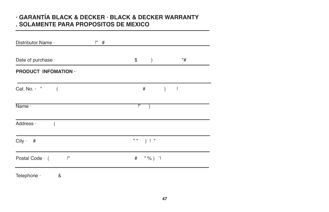 Black & Decker NPP2018 instruction manual Product Infomation · Identificacion DEL Producto 