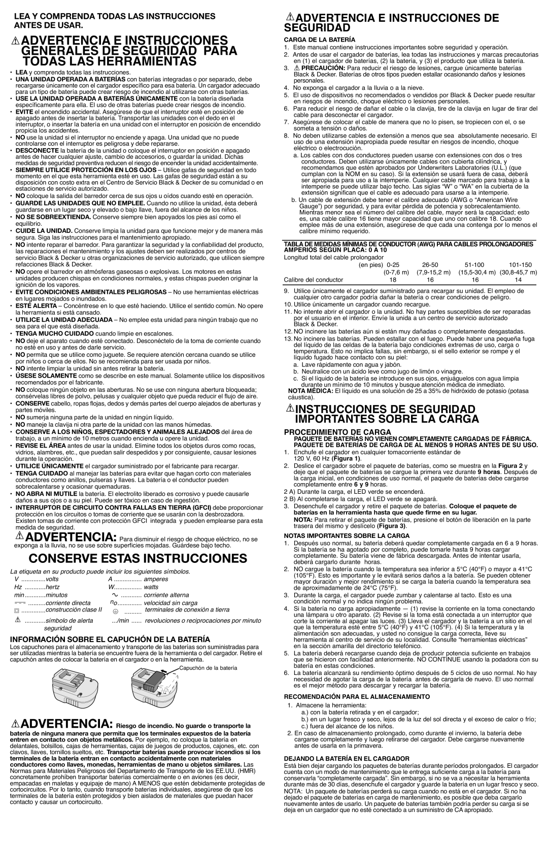 Black & Decker NS118 instruction manual Advertencia E Instrucciones, Generales DE Seguridad Para, Todas LAS Herramientas 