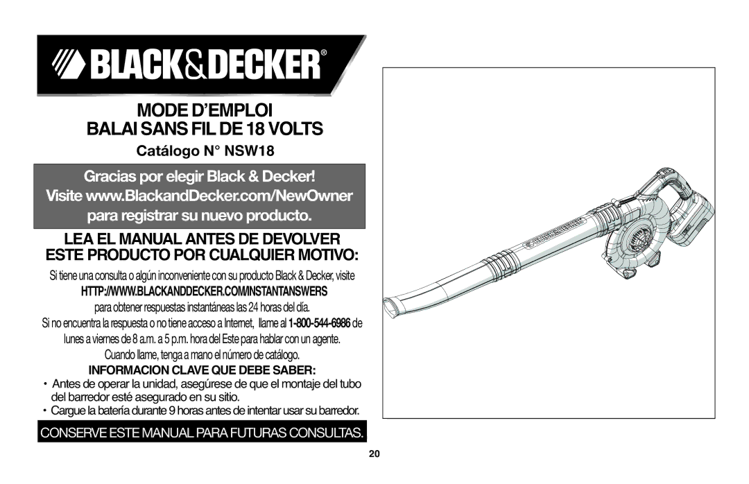 Black & Decker NSW18 instruction manual Graciaspor elegirBlack& Decker 