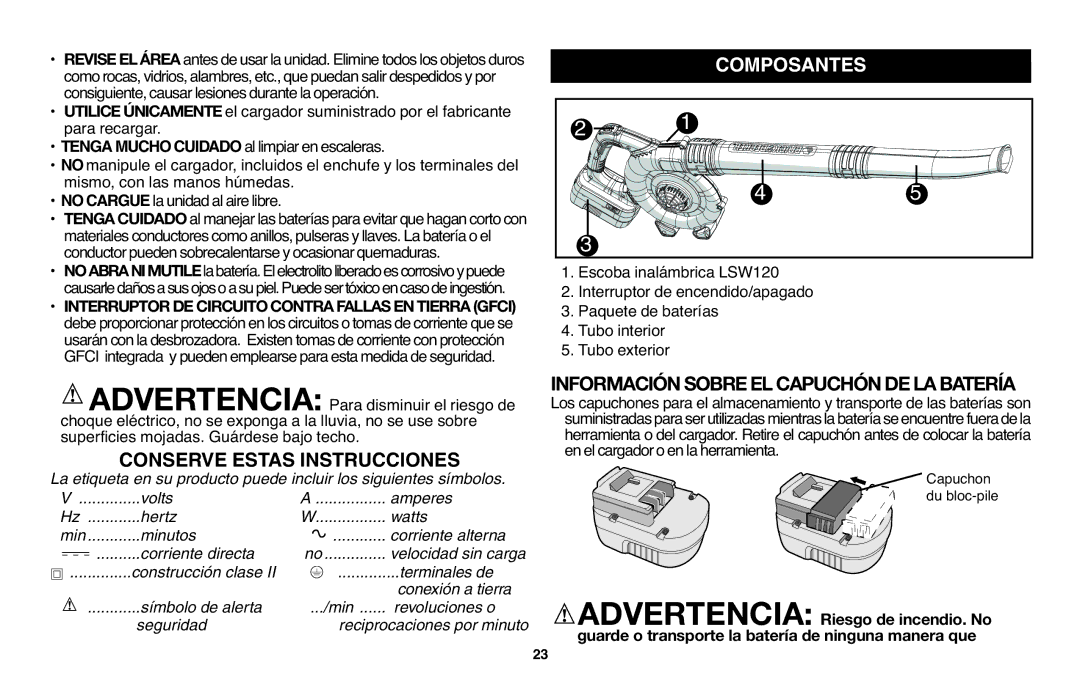 Black & Decker NSW18 instruction manual Conserve Estas Instrucciones 