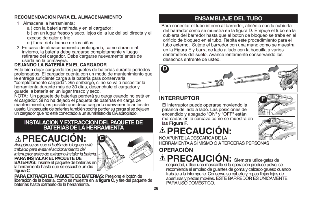 Black & Decker NSW18 Instalacionyextracciondelpaquetede Bateriasdelaherramienta, Interruptor, Las Figura F 