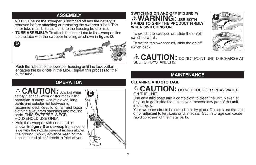 Black & Decker NSW18 instruction manual Operation, Maintenance, Hands to Grip the Product Firmly When Switching on 