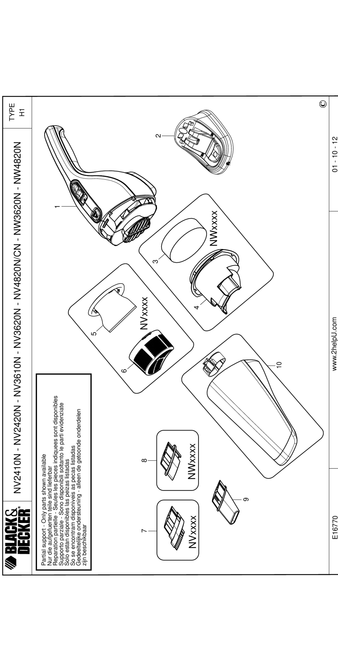 Black & Decker NV3620N, NW4820N, NV2420N, NV3610N, NV4820CN, NW3620N, NV4820N manual NVxxxx NWxxxx 