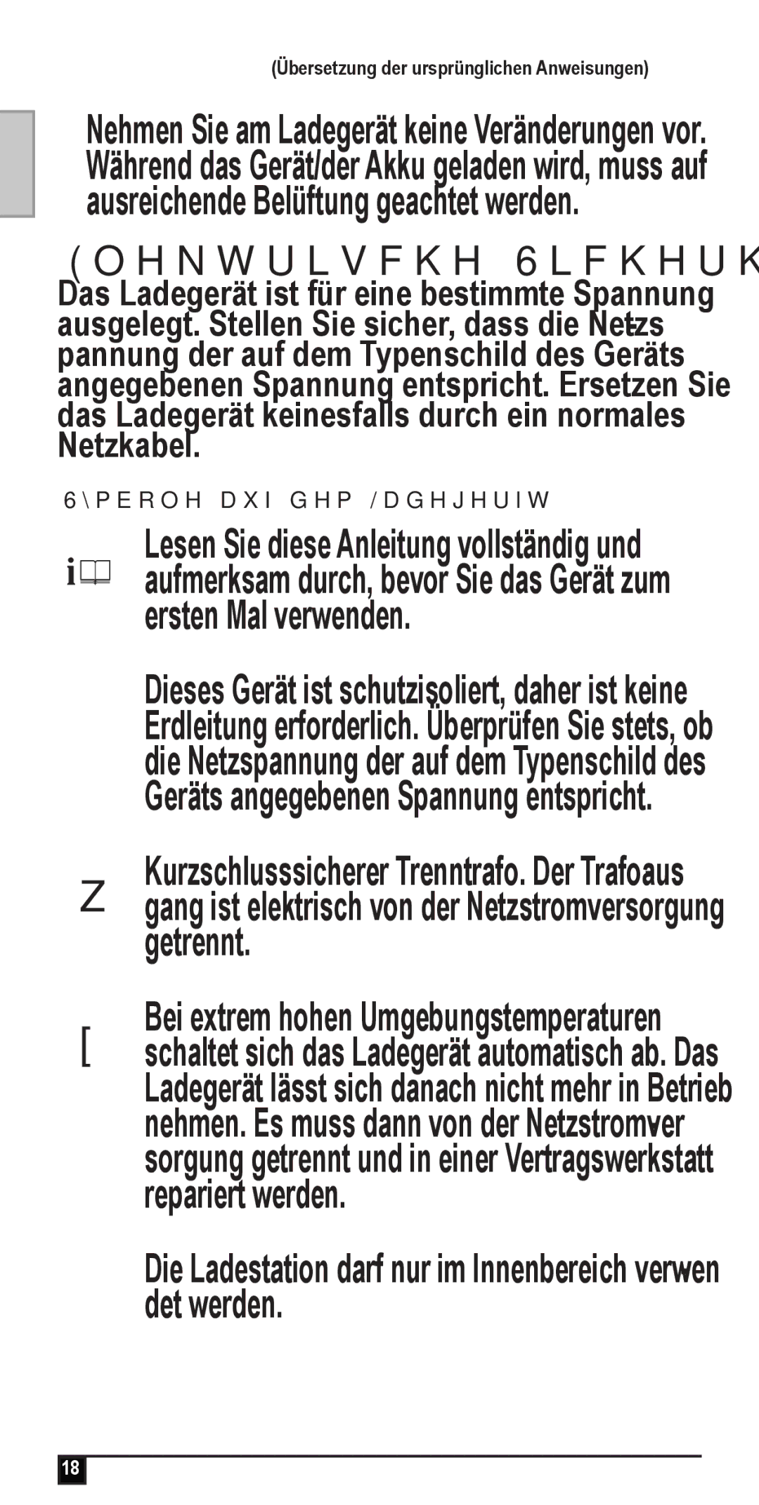 Black & Decker NW3620N, NW4820N, NV2420N, NV3610N, NV4820CN, NV3620N, NV4820N Elektrische Sicherheit, Symbole auf dem Ladegerät 