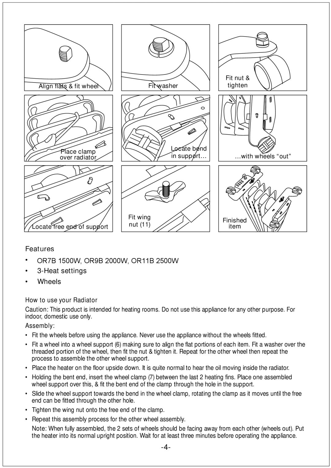 Black & Decker OR11B, OR07B, OR09B manual Features, How to use your Radiator Assembly 