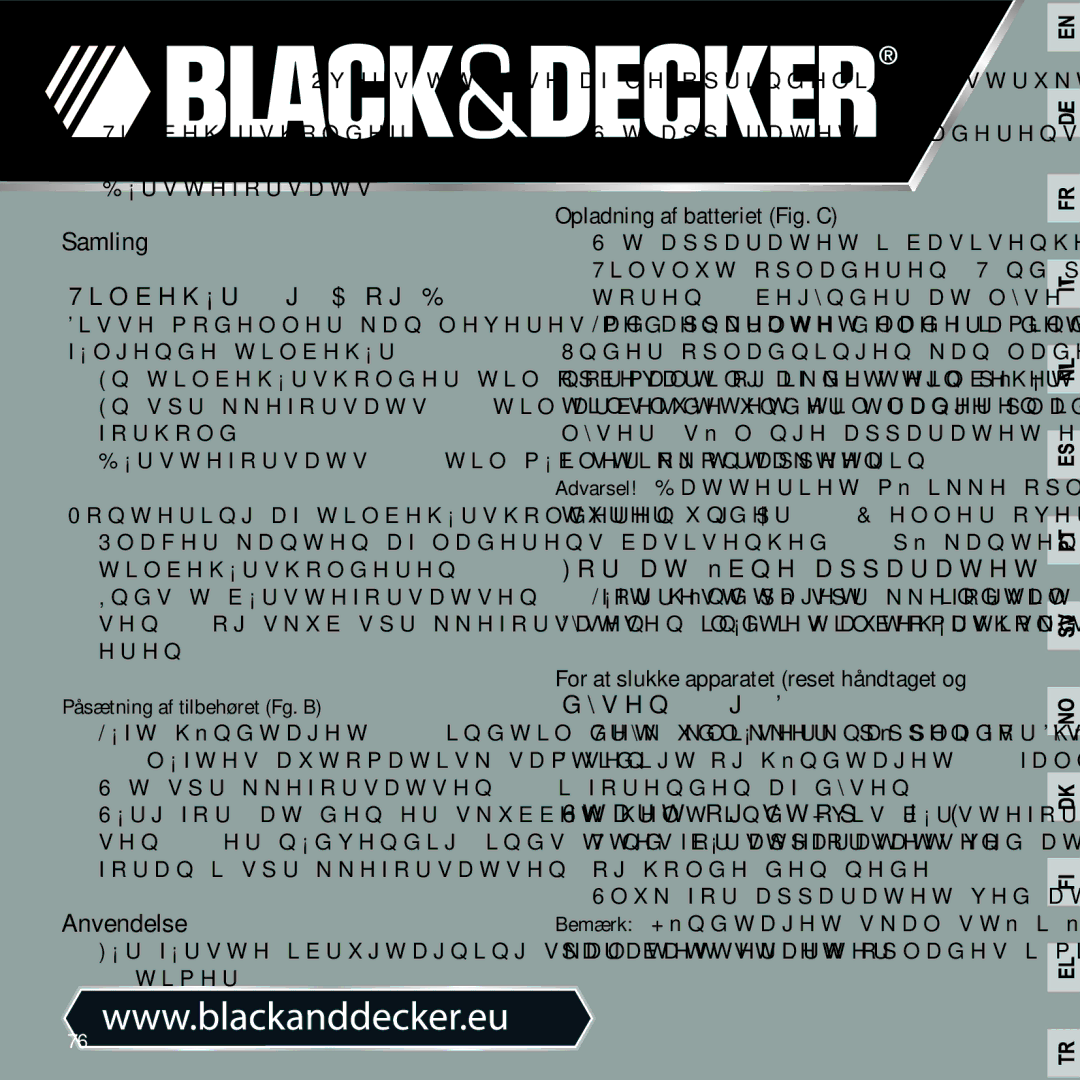 Black & Decker ORB48 manual Samling, Anvendelse 