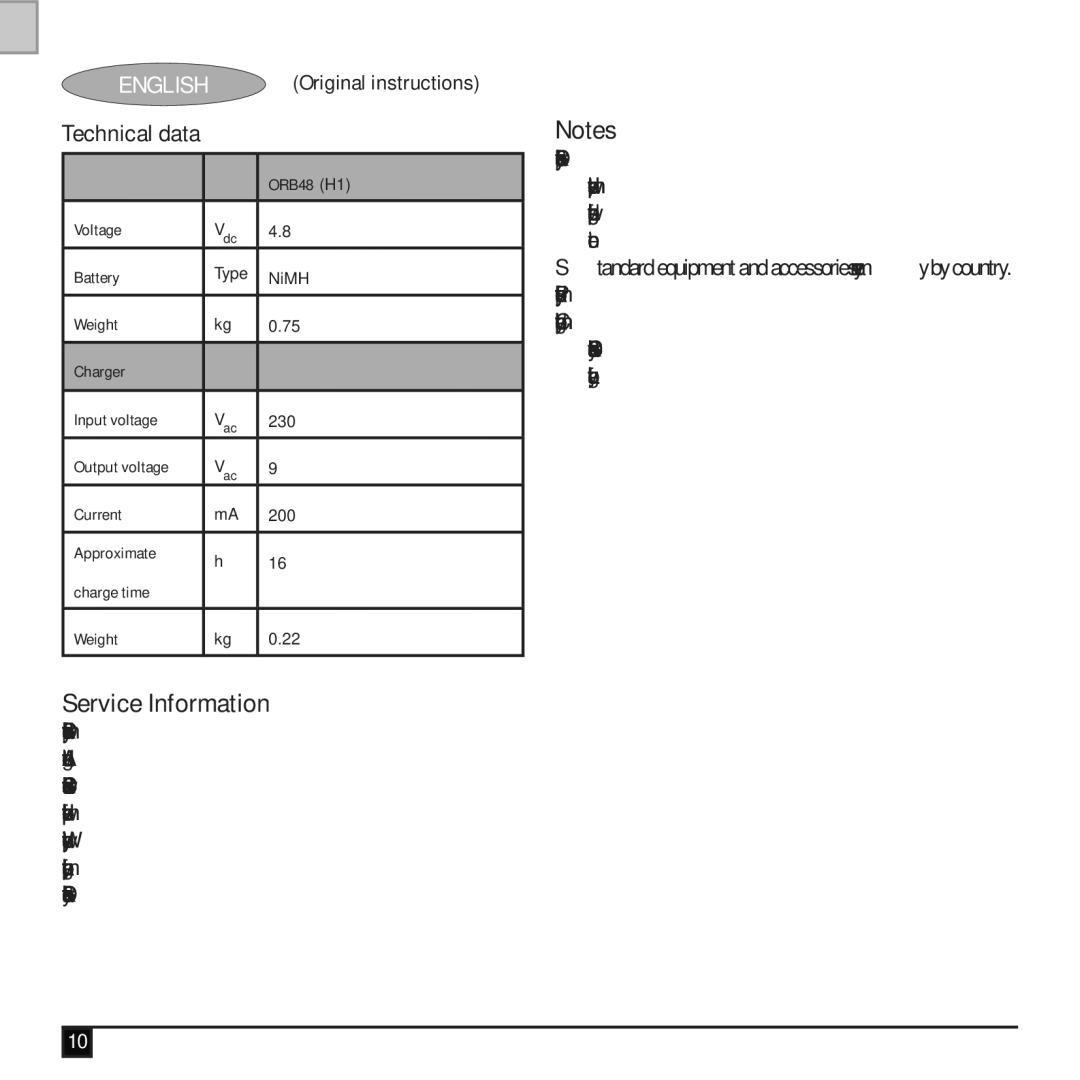 Black & Decker ORB48 manual Service Information 