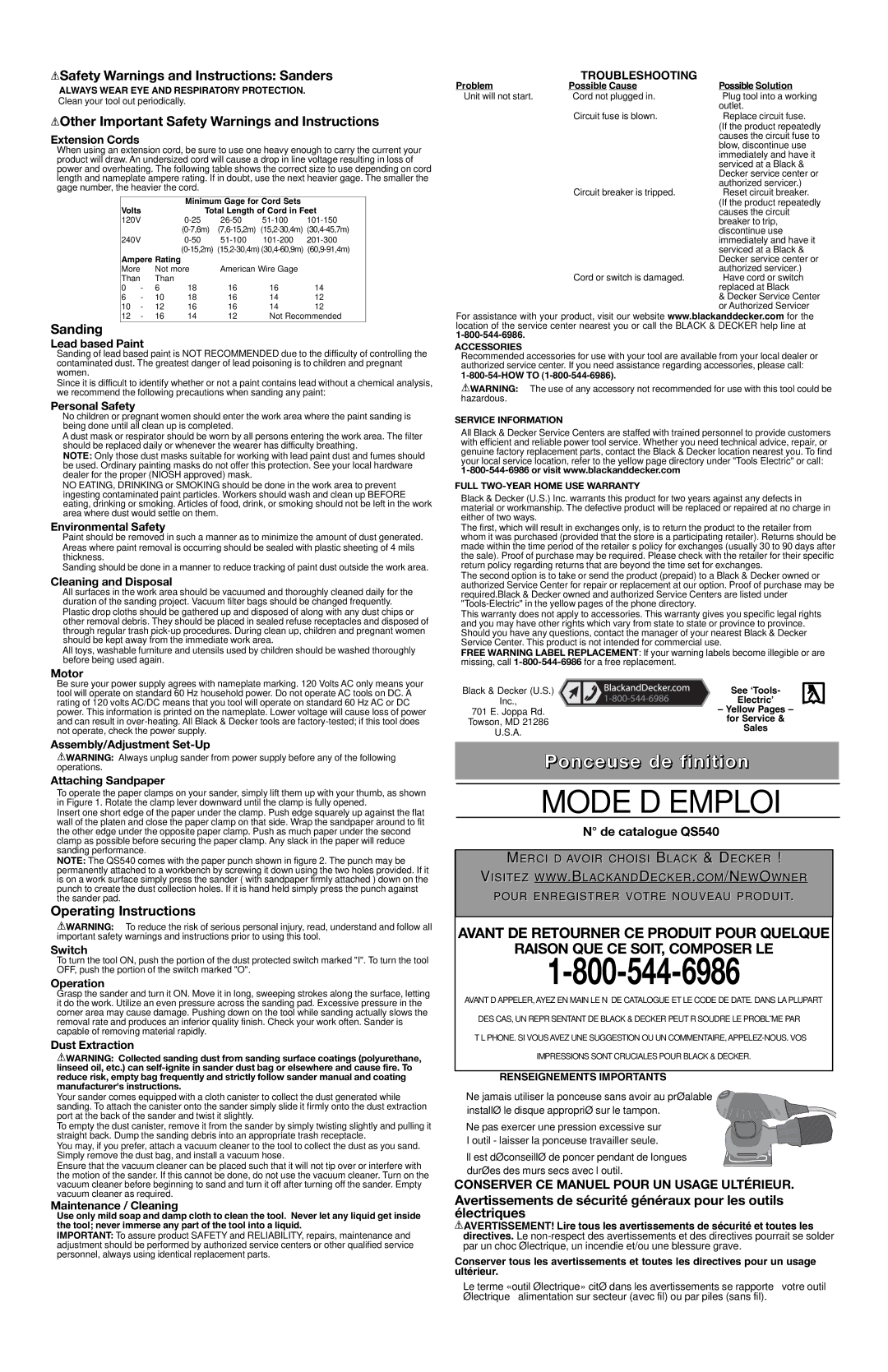 Black & Decker os540 Safety Warnings and Instructions Sanders, Other Important Safety Warnings and Instructions, Sanding 