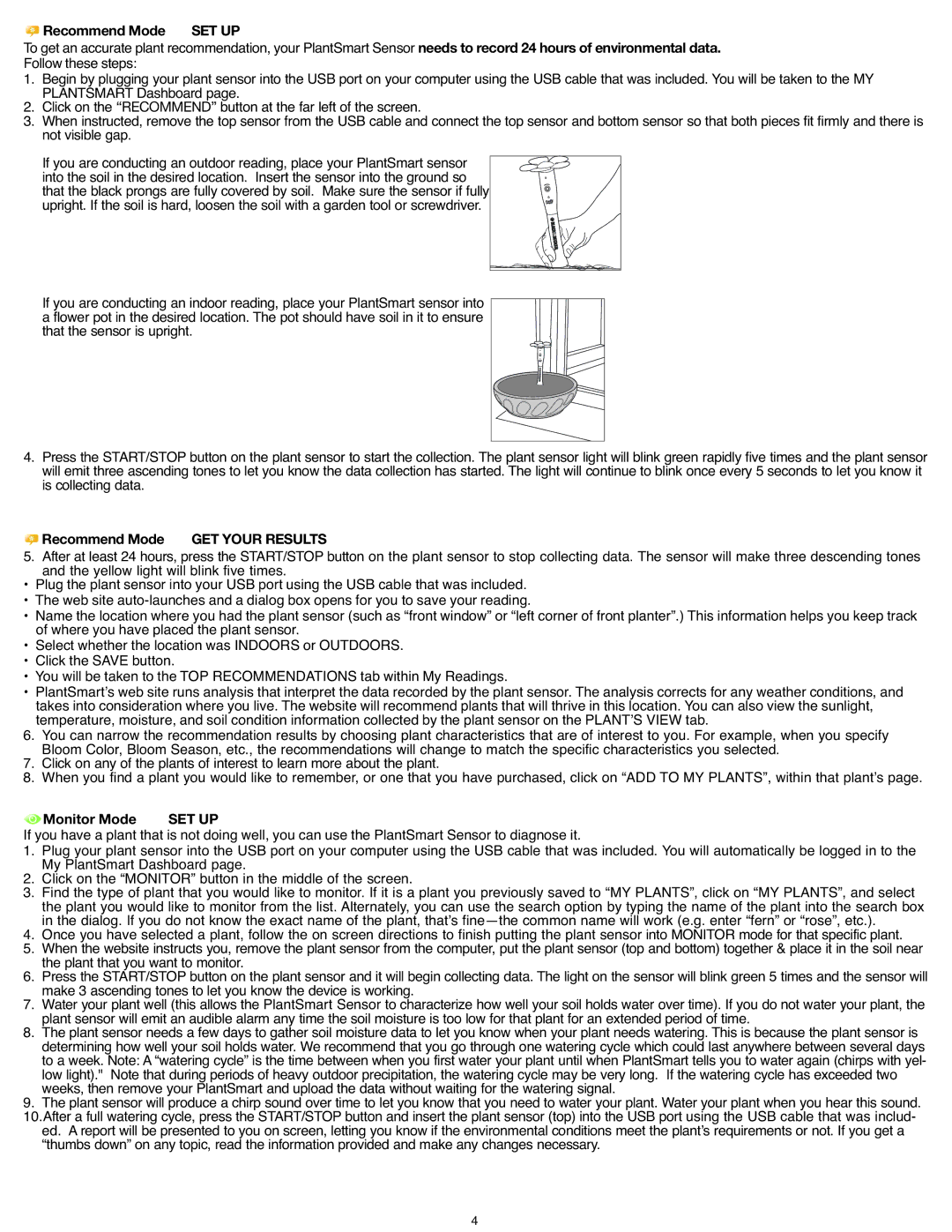 Black & Decker PCS10 instruction manual Recommend Mode, Set Up 