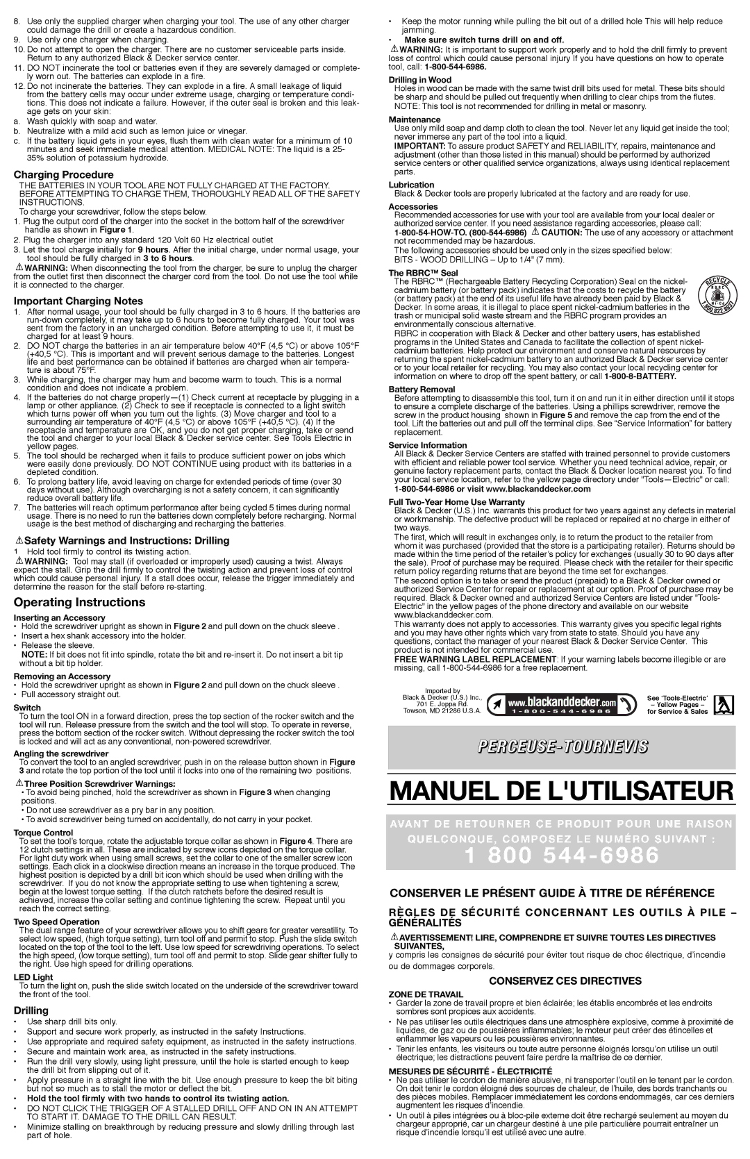 Black & Decker 5145342-00, PD600G 800 544, Conserver LE Présent Guide À Titre DE Référence, Conservez CES Directives 