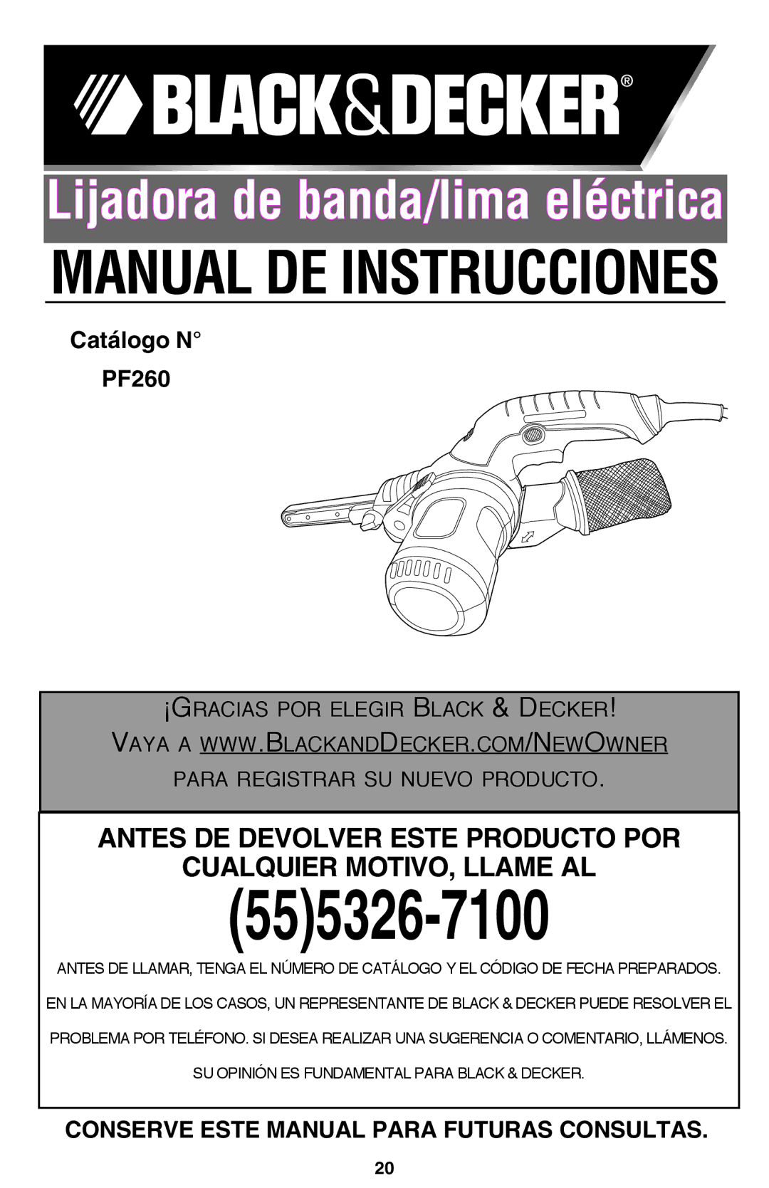 Black & Decker PF260 instruction manual 555326-7100 