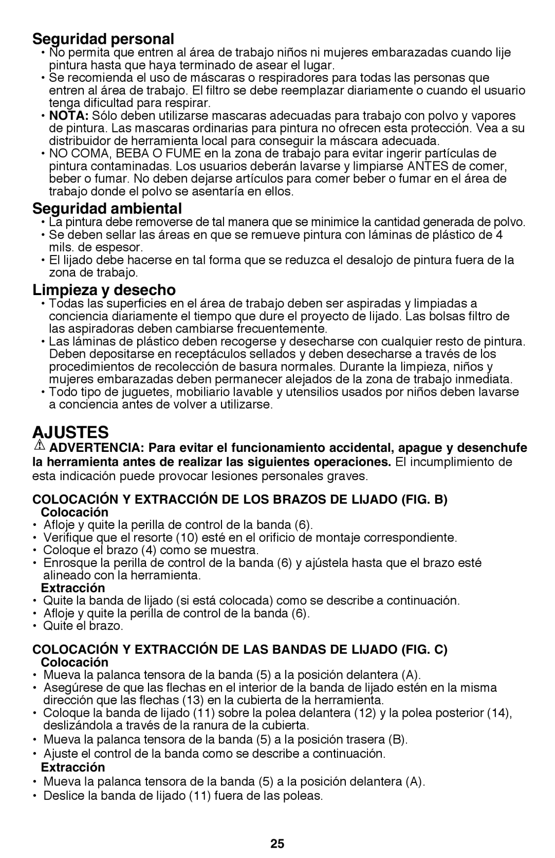 Black & Decker PF260 instruction manual Seguridad personal, Seguridad ambiental, Limpieza y desecho, Extracción 