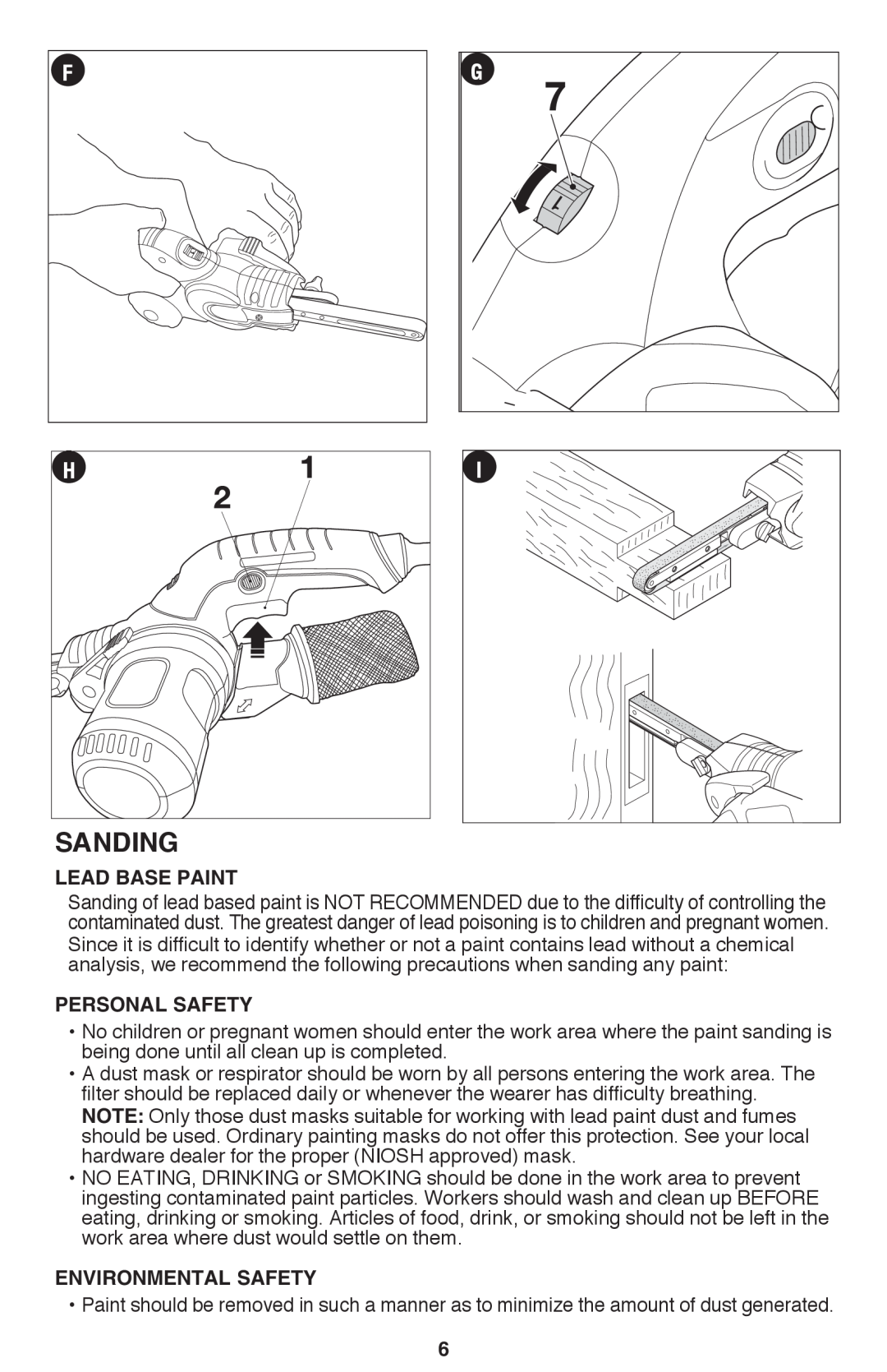 Black & Decker PF260 instruction manual Sanding 