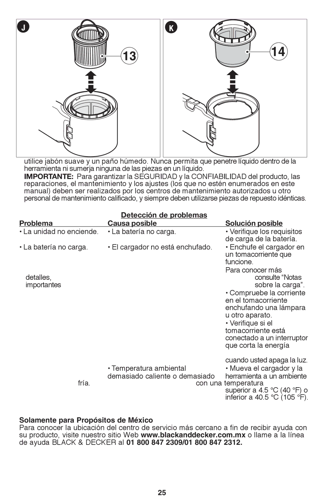 Black & Decker PHV1210 instruction manual Solamente para Propósitos de México 