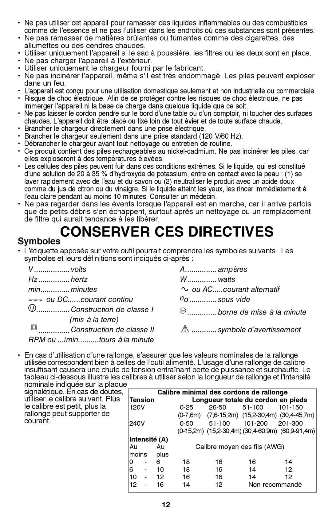 Black & Decker PHV1810 instruction manual SymbolesCONSERVER CES Directives 