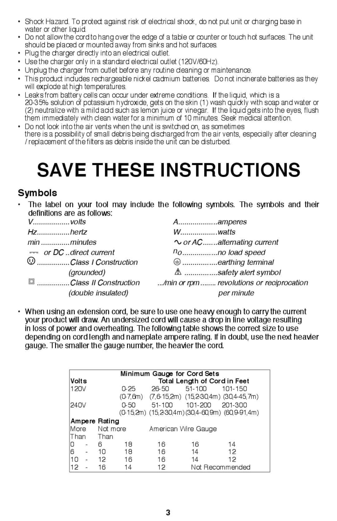 Black & Decker PHV1810 instruction manual Symbols, Double insulated Per minute 