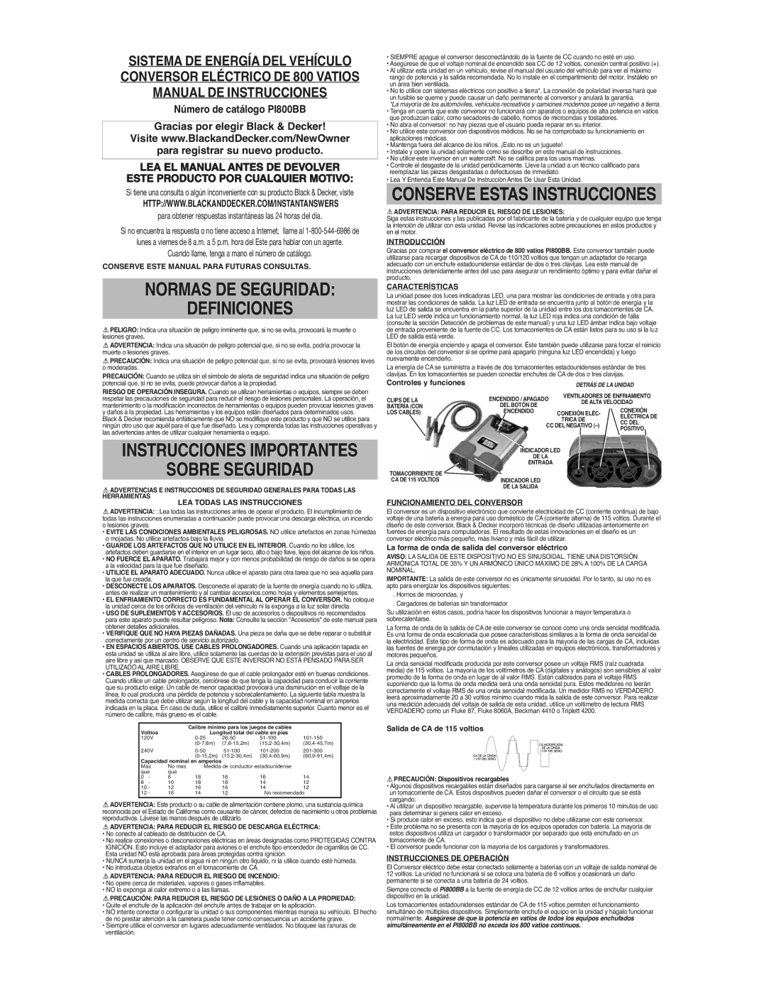 Black & Decker PI800BB Normas DE Seguridad Definiciones, Sobre Seguridad, Conserve Estas Instrucciones 