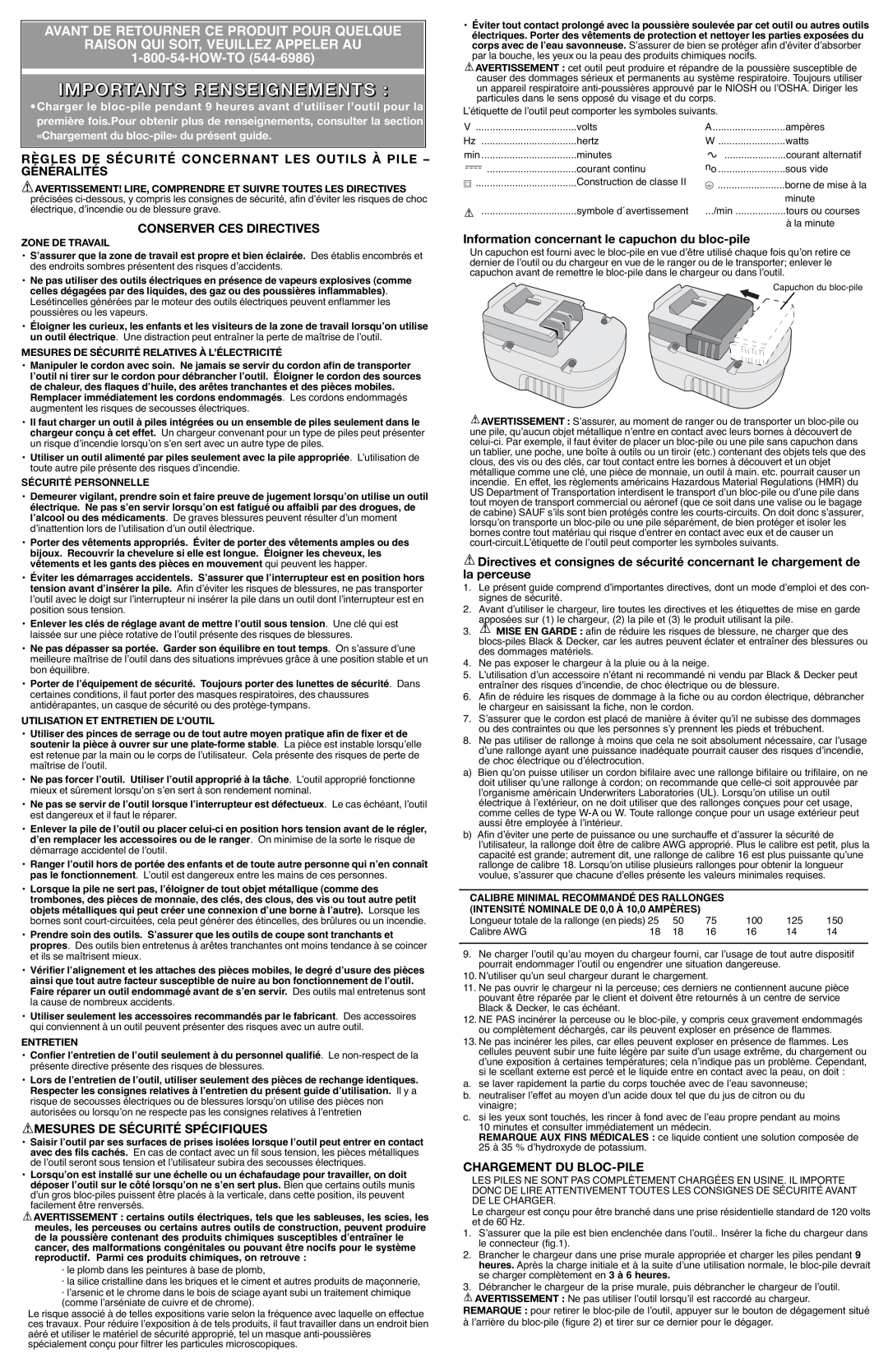 Black & Decker PS2400 Importants Renseignements, Avant De Retourner Ce Produit Pour Quelque, Conserver Ces Directives 