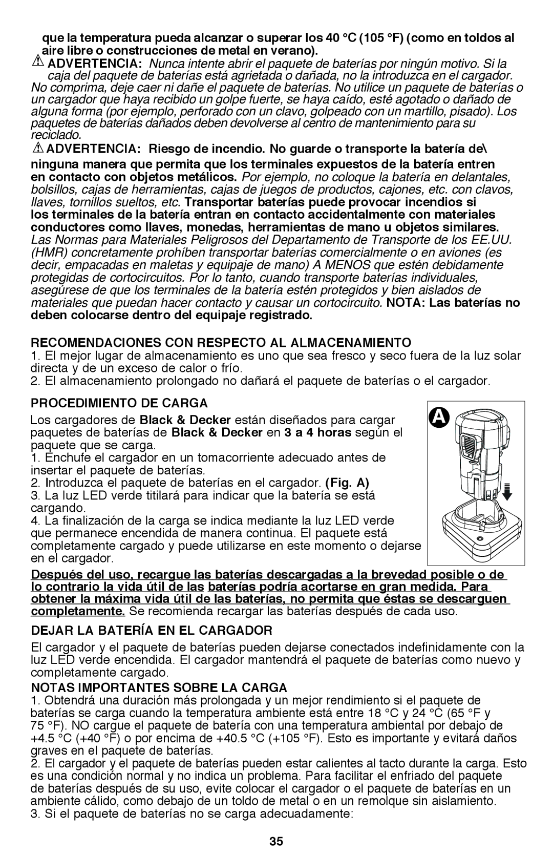 Black & Decker PSL12 instruction manual Procedimiento de carga, Notas importantes sobre la carga 