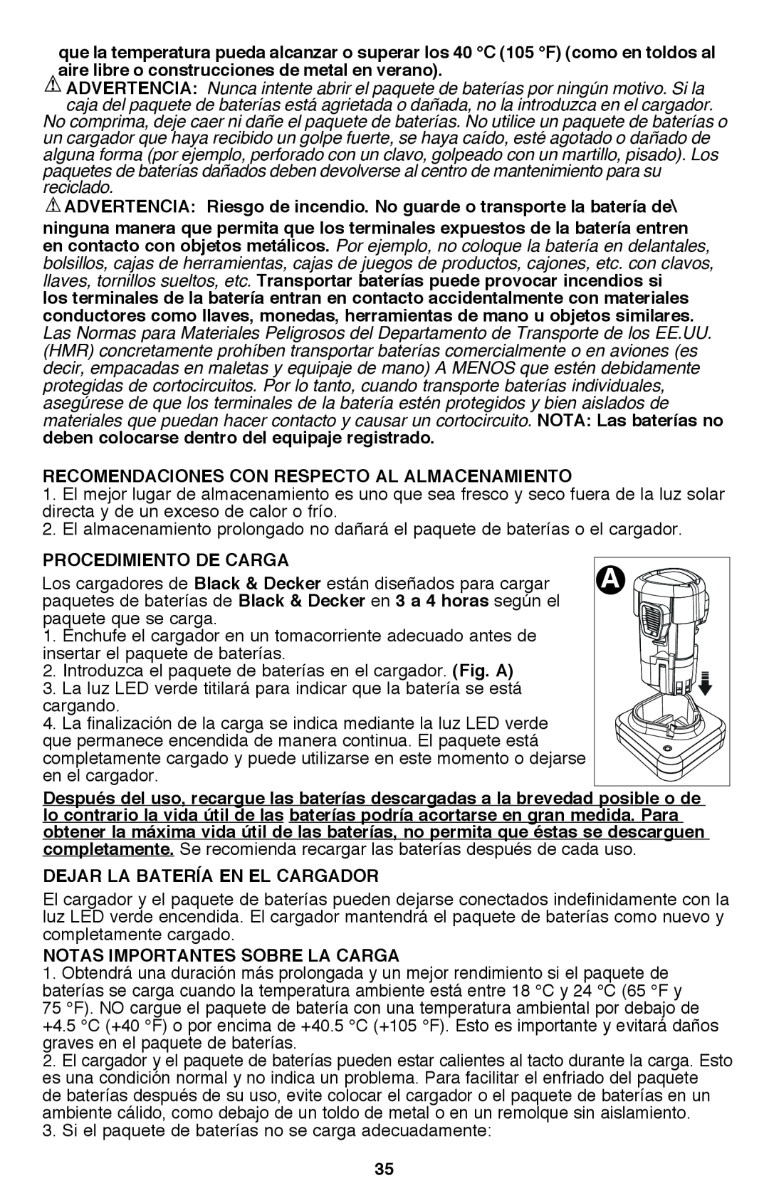 Black & Decker PSL12 instruction manual Recomendaciones con respecto al almacenamiento 