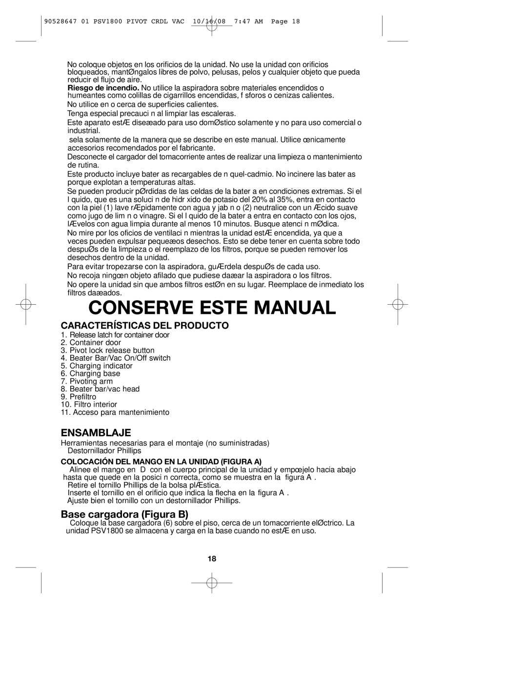 Black & Decker PSV1800, 90528647 instruction manual Conserve Este Manual, Ensamblaje, Características DEL Producto 