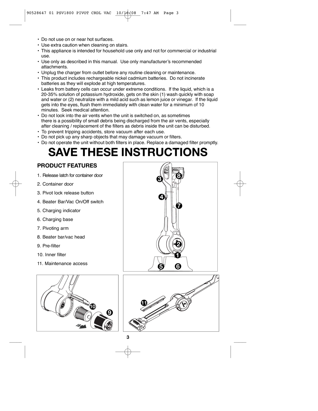 Black & Decker 90528647, PSV1800 instruction manual Product Features 