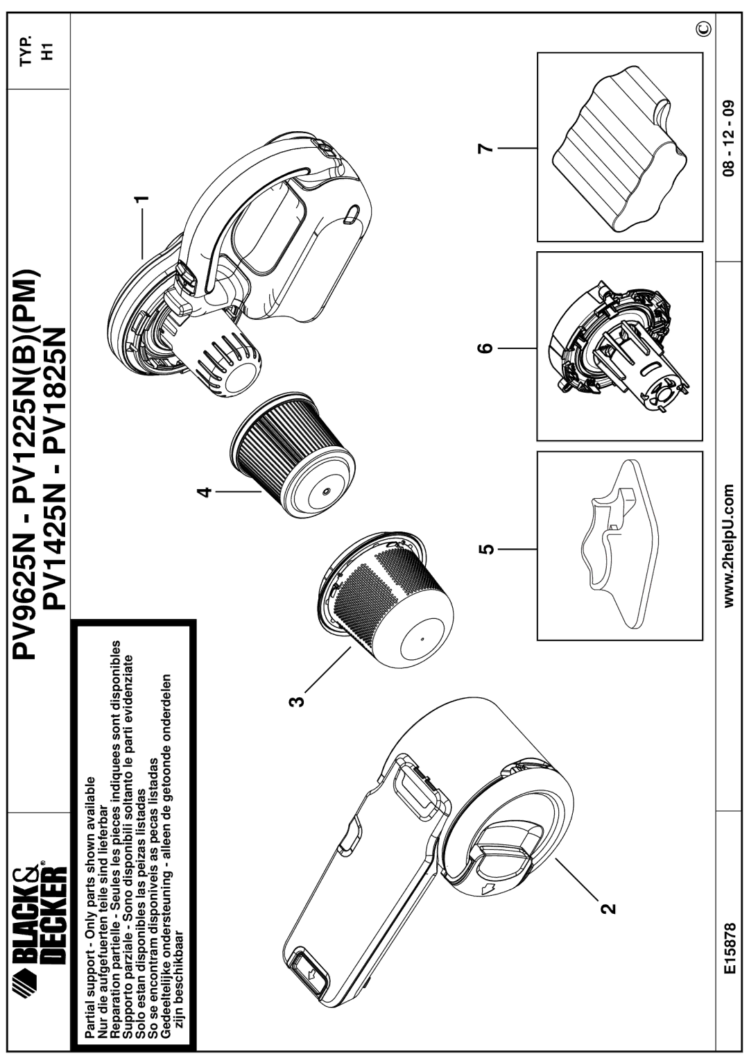 Black & Decker PV1225NPM manual PV9625N PV1225NBPM PV1425N PV1825N, E15878 08 12 