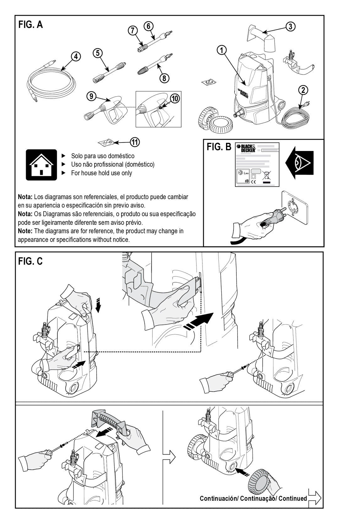 Black & Decker PW1300TDW instruction manual FIG. a, Appearance or specifications without notice 