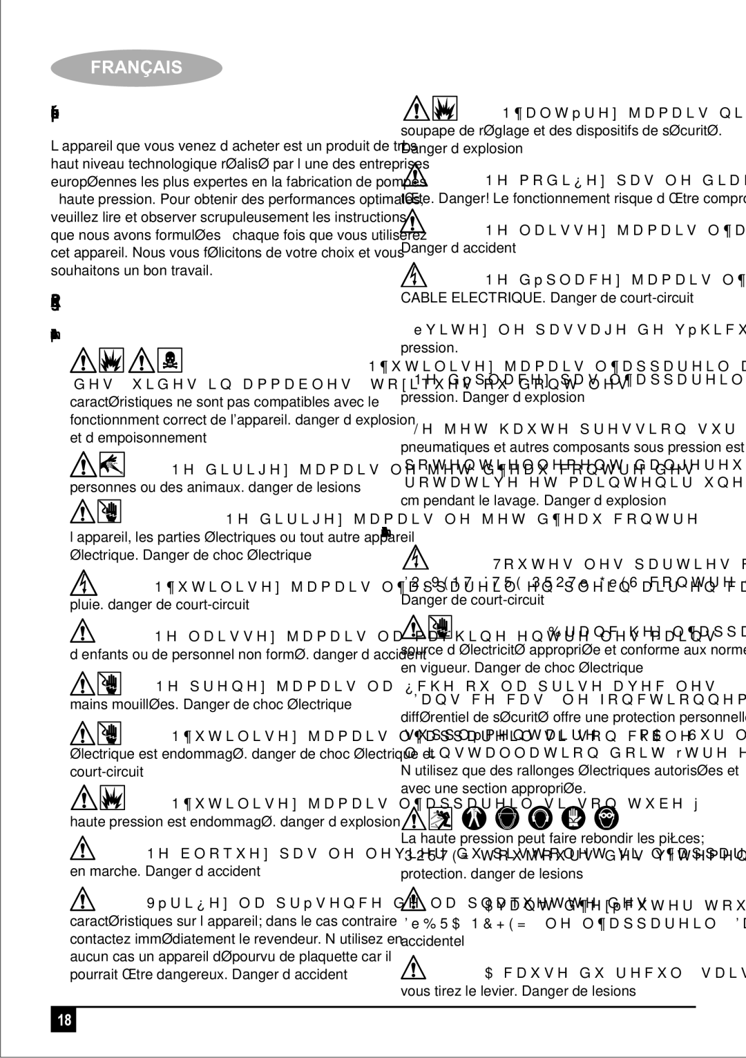 Black & Decker PW1400TDK manual Instructions pour la sécurité, Règles de sécurité/risques résiduels, Avertissements à faire 