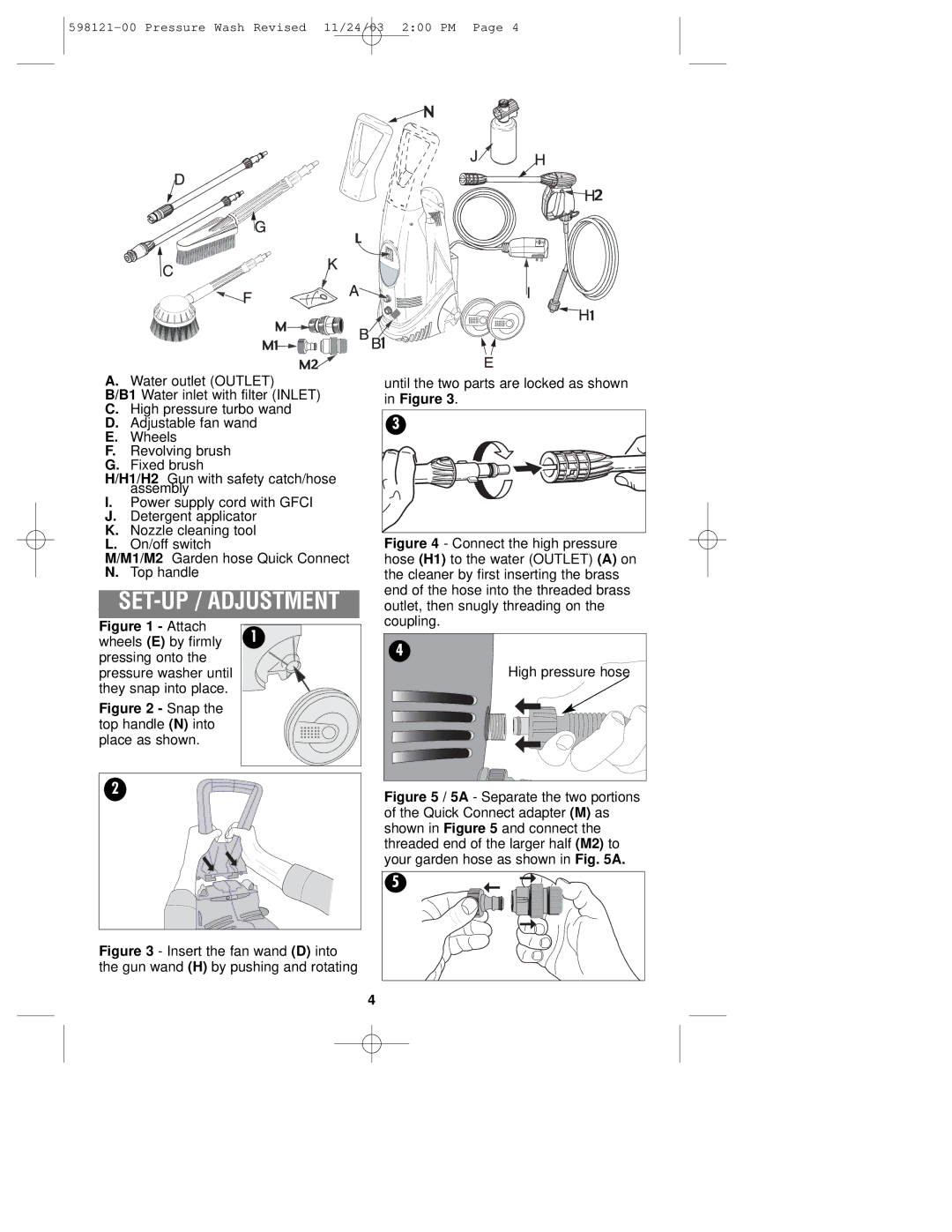 Black & Decker PW1500, 598121-00 Until the two parts are locked as shown in Figure, Coupling High pressure hose 