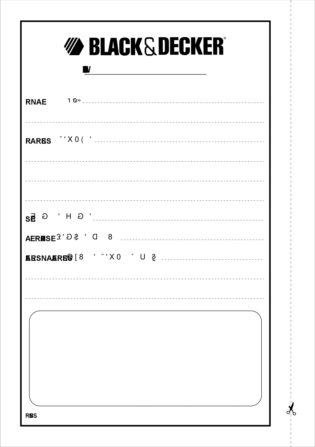 Black & Decker PW1500SP manual Warranty Registration Card 