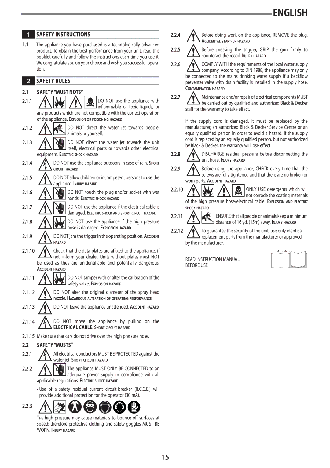 Black & Decker PW2100 instruction manual Safety Instructions, Safety Rules 