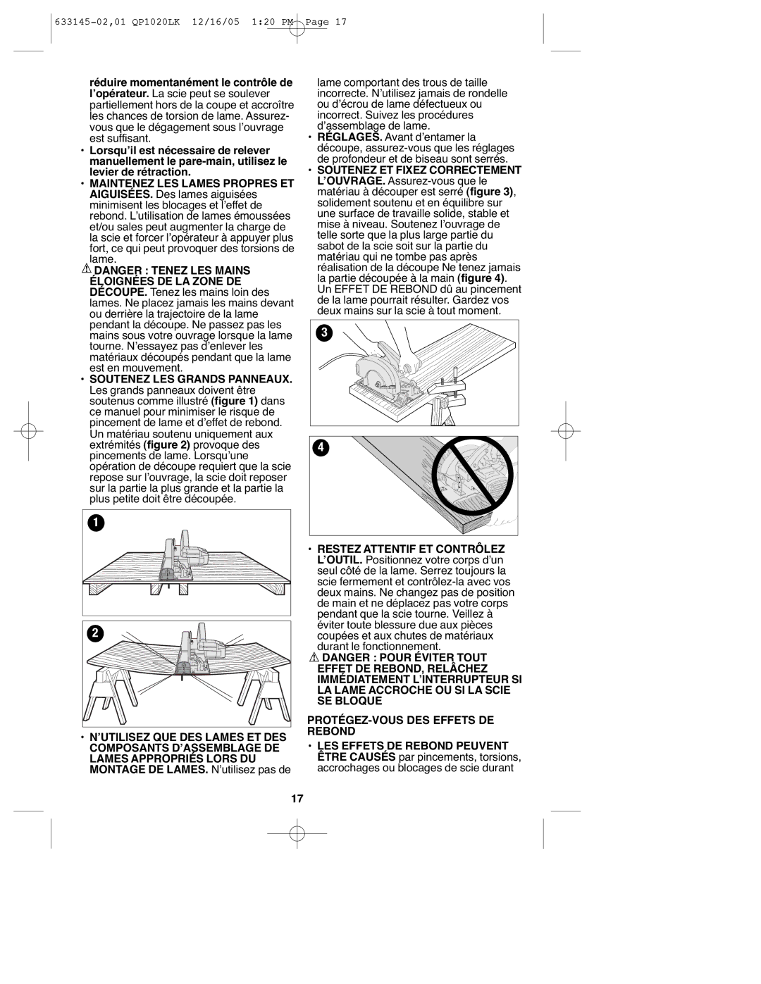 Black & Decker QP1020LK instruction manual PROTÉGEZ-VOUS DES Effets DE Rebond 