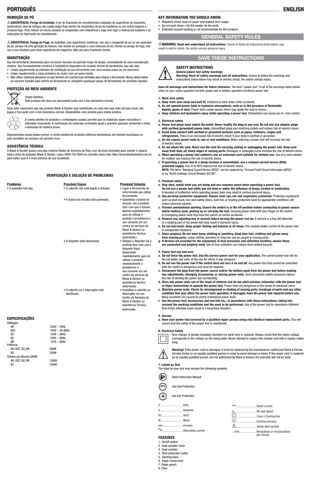 Black & Decker QS1000, 90549547 instruction manual English, General Safety Rules 