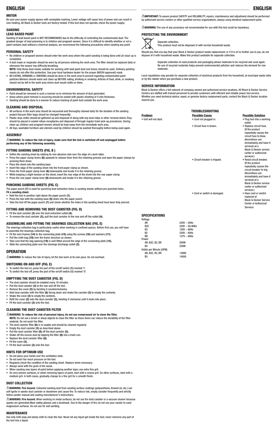 Black & Decker 90549547, QS1000 instruction manual Operation 