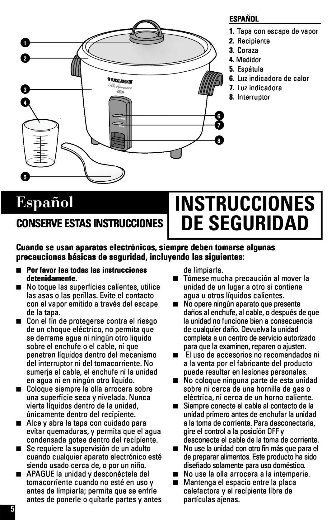 Black & Decker RC600 manual Español, Instrucciones De Seguridad, Conserve Estas Instrucciones 