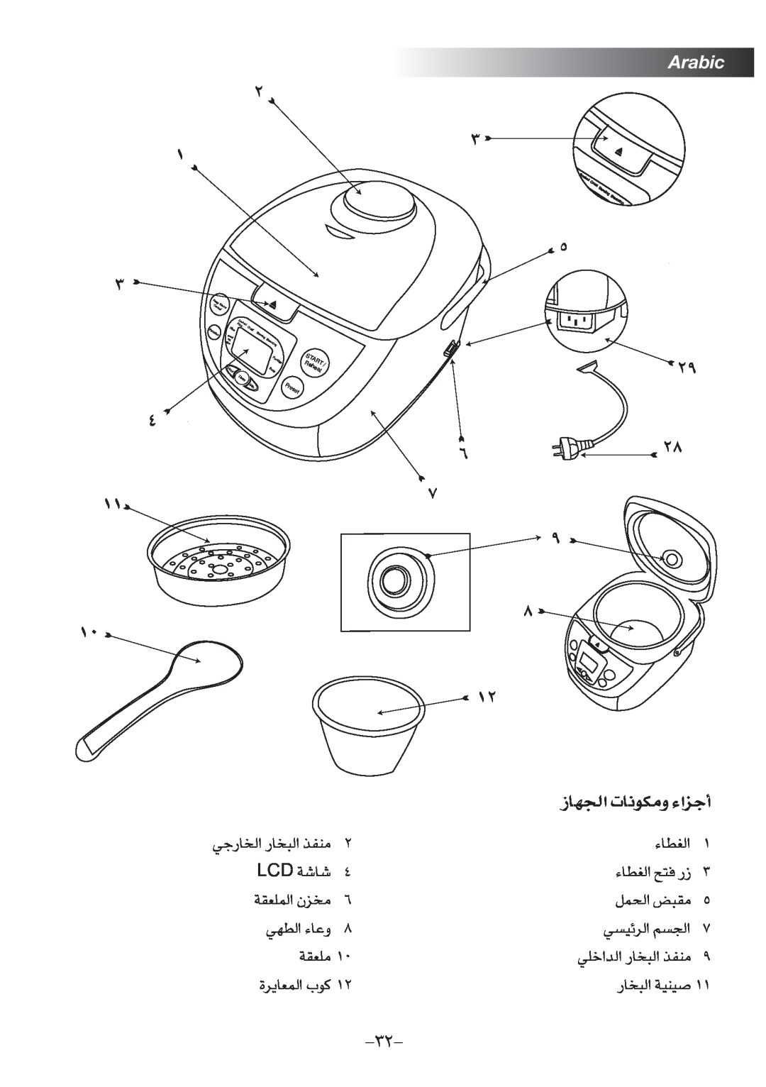 Black & Decker RC75 Arabic, NU“∞π« U‹≤Ë±Ju §e«¡√, Preset, rust, Soaked, Rice, Function, Small, Stewing, Steaming, Porridge 
