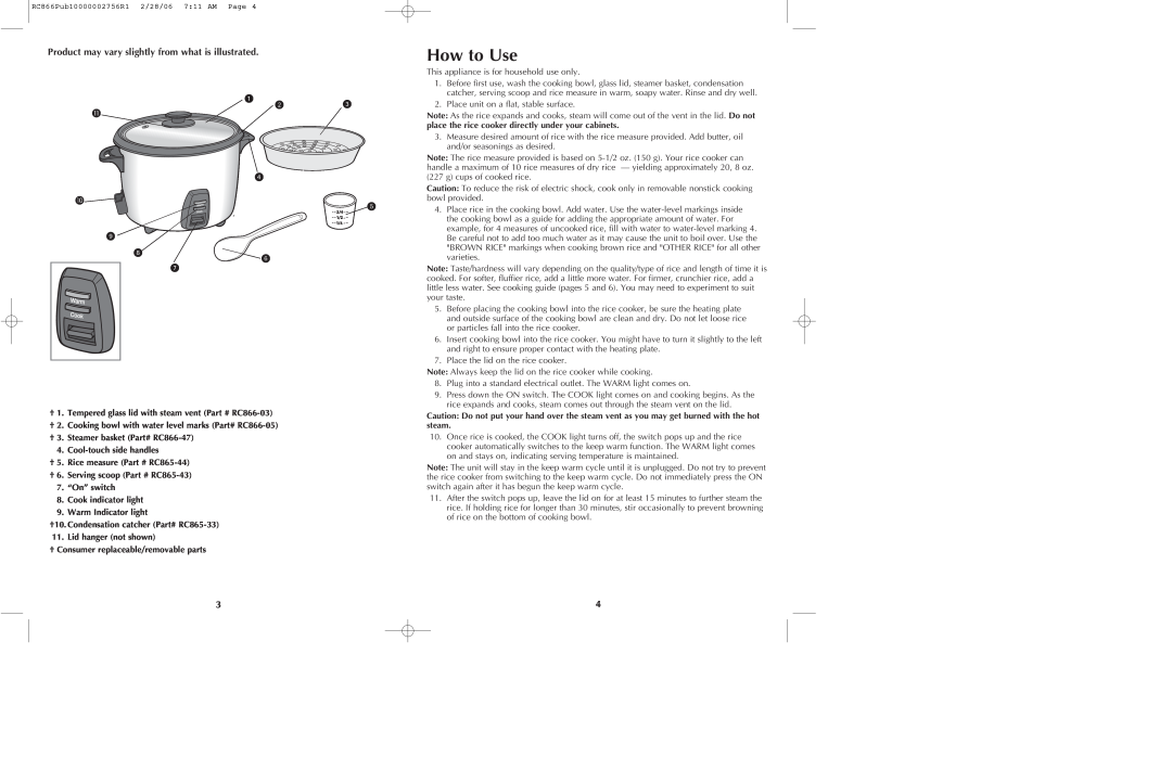Black & Decker RC866 manual How to Use 
