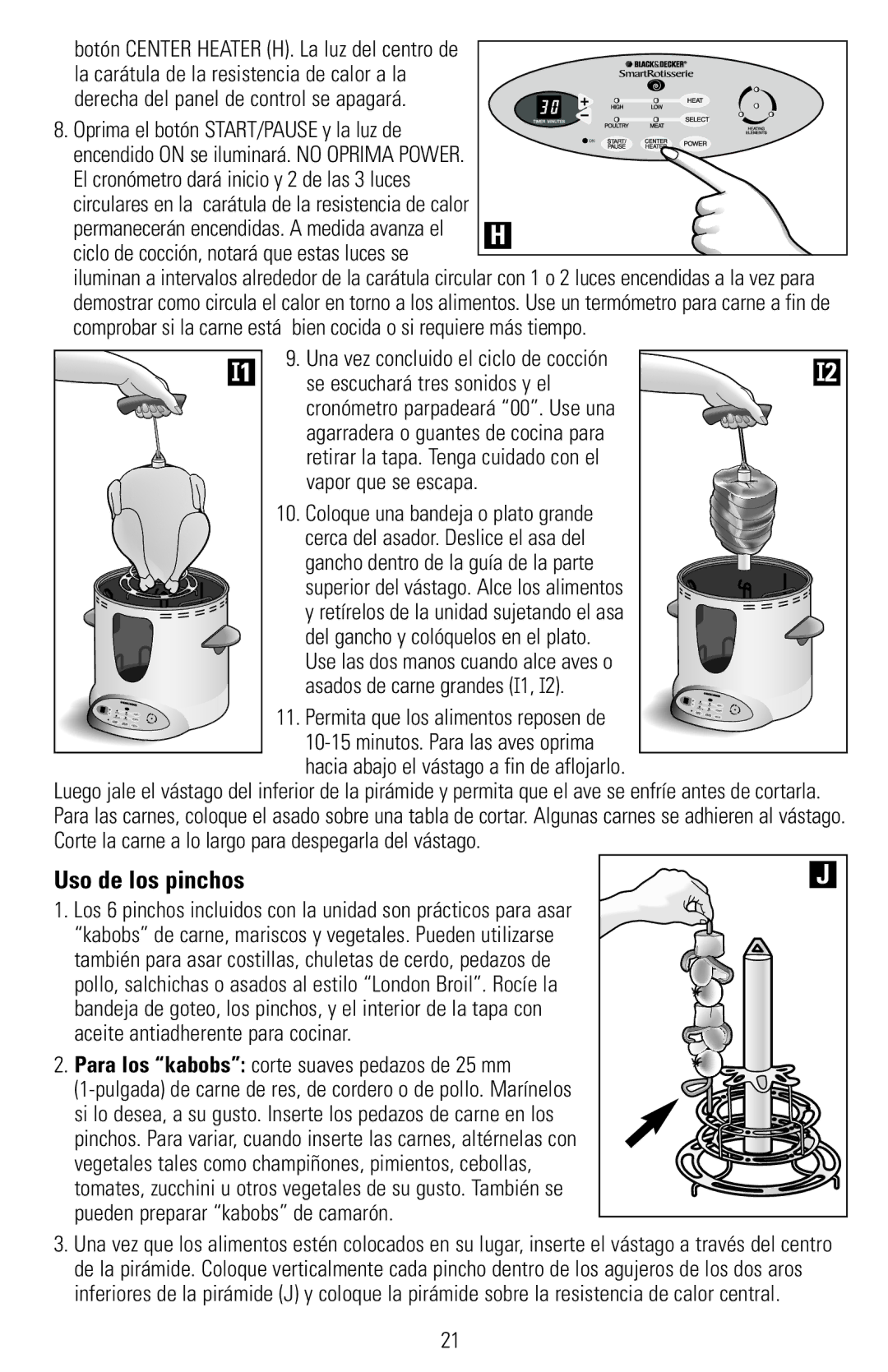 Black & Decker RTS500, RTS600 manual Uso de los pinchos, Hacia abajo el vástago a fin de aflojarlo 