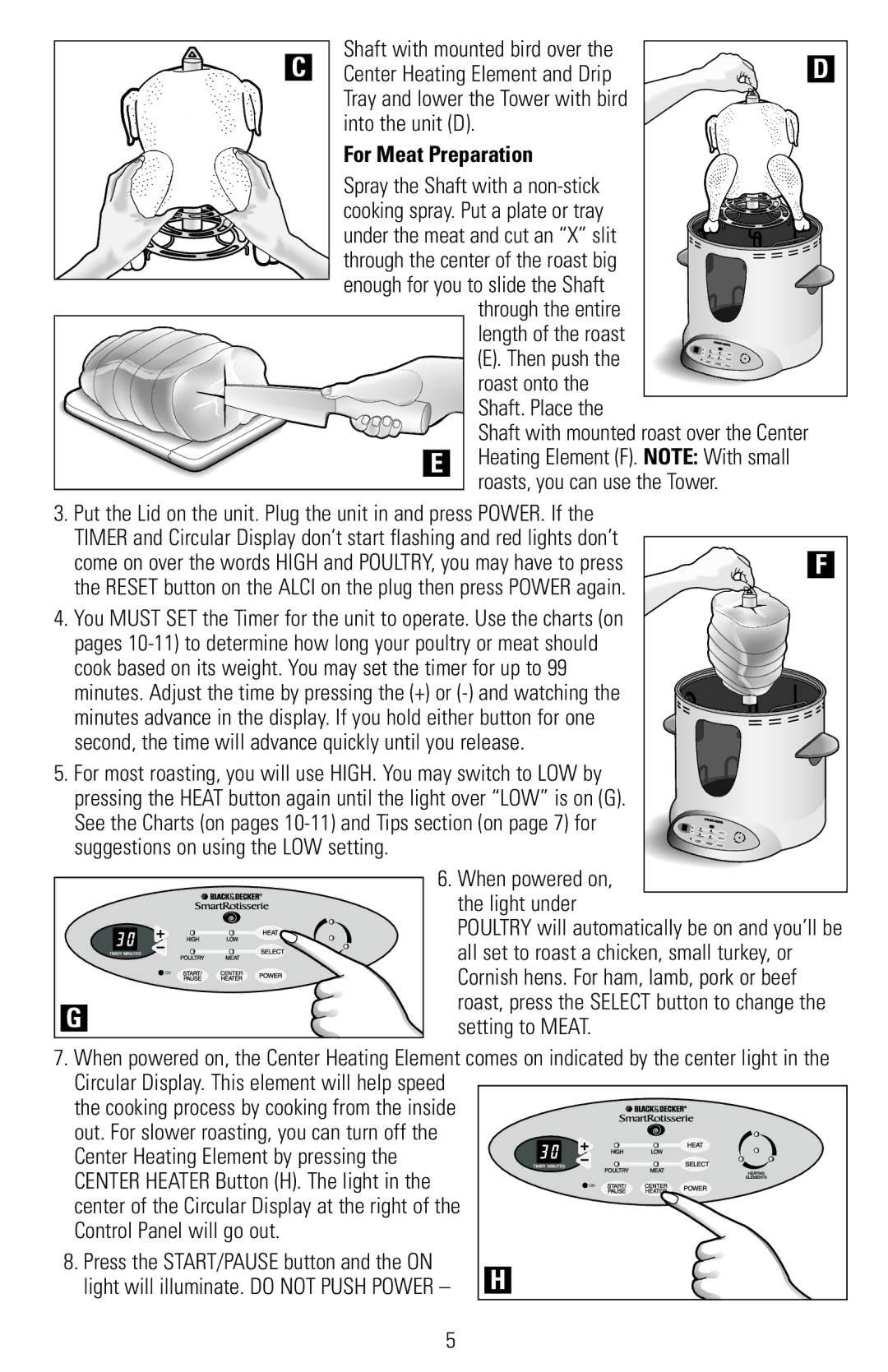 Black & Decker RTS500, RTS600 manual For Meat Preparation 