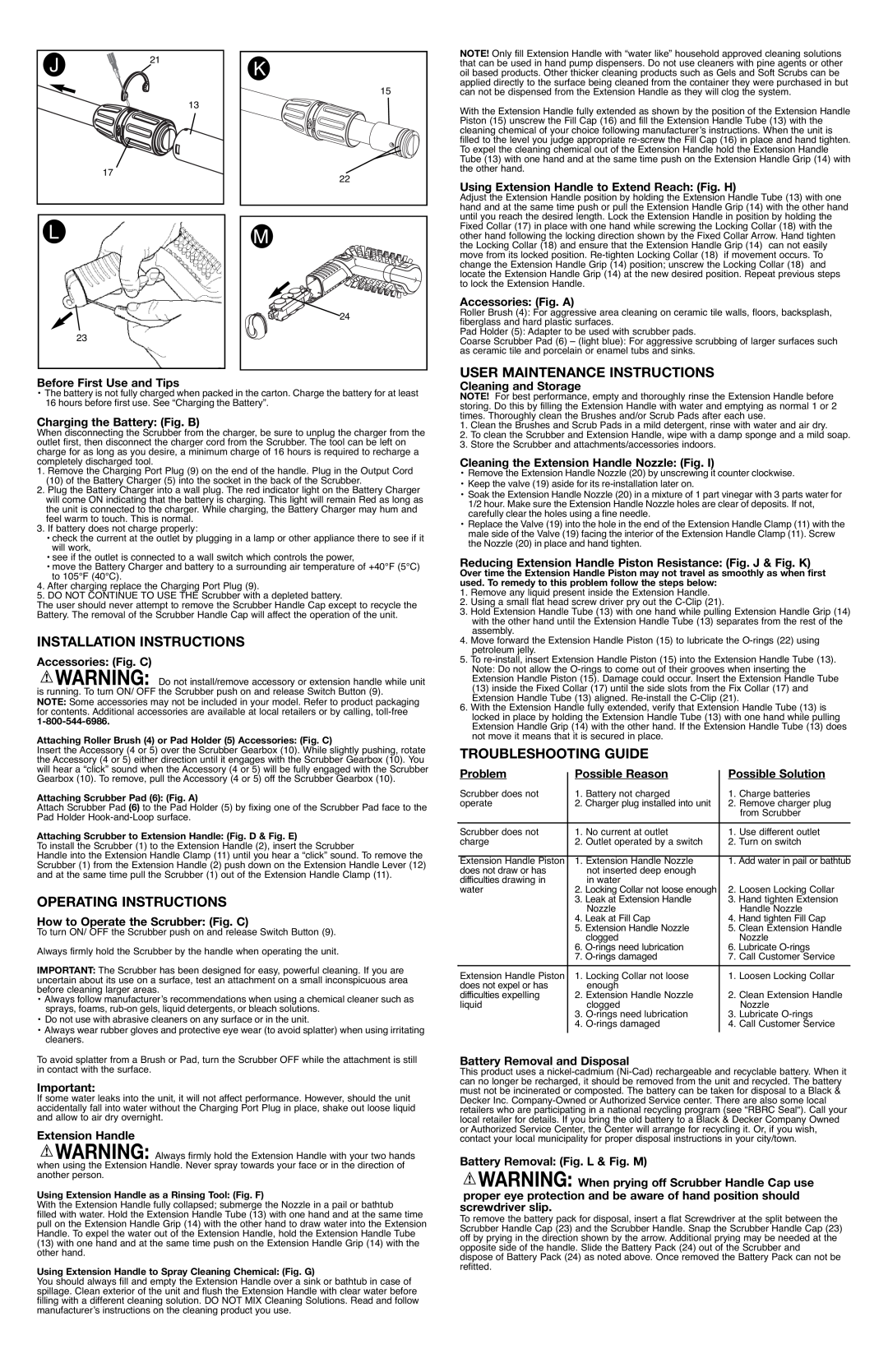 Black & Decker S700E instruction manual User Maintenance Instructions, Installation Instructions, Operating Instructions 