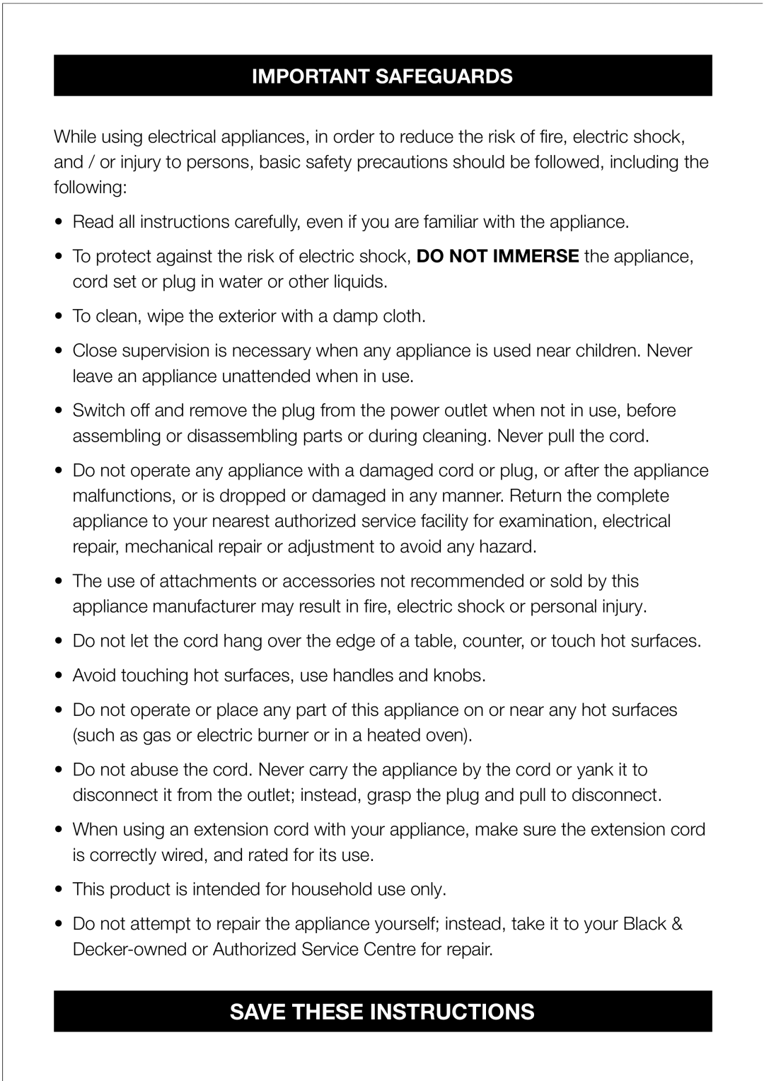 Black & Decker SB22 manual Important Safeguards 