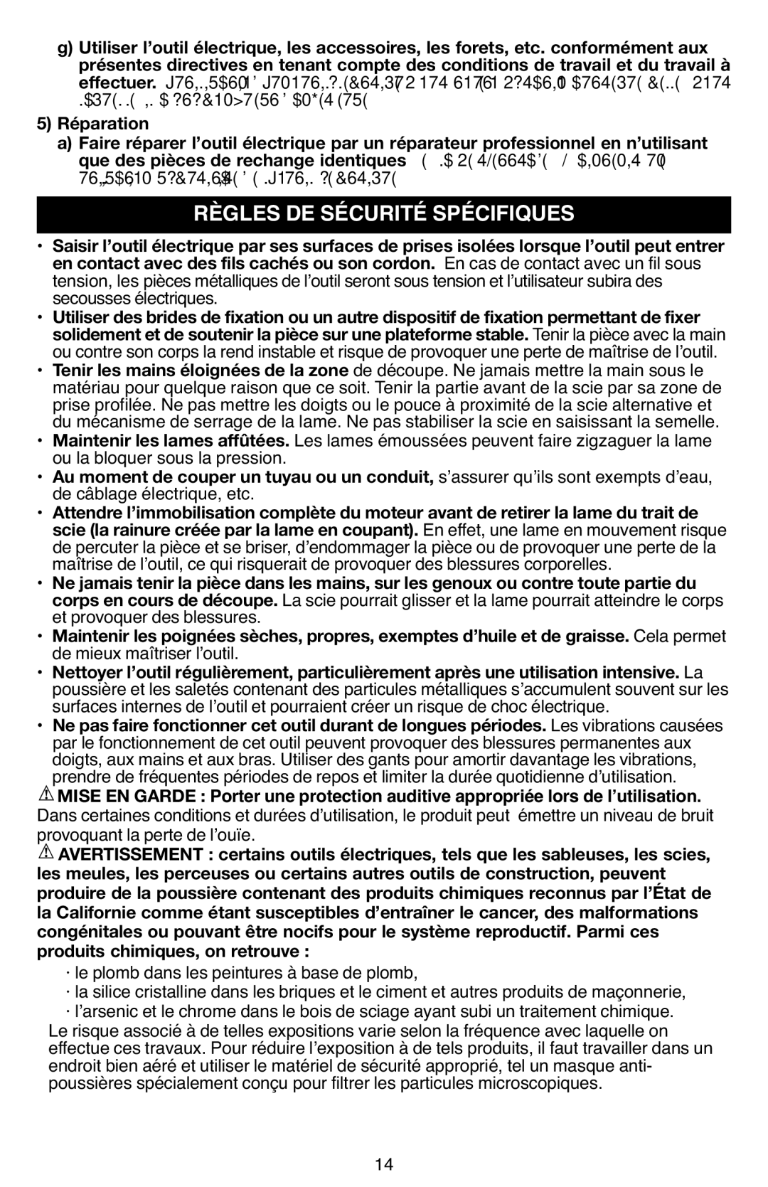 Black & Decker SCS600 instruction manual Règles DE Sécurité Spécifiques 