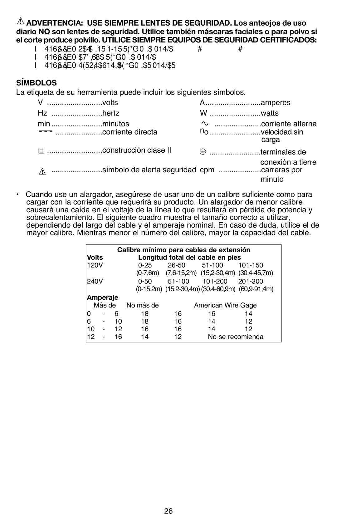 Black & Decker SCS600 instruction manual Símbolos 