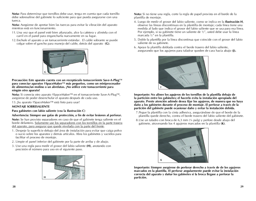 Black & Decker SDC750, SDC740B manual Montaje Sobresaliente 