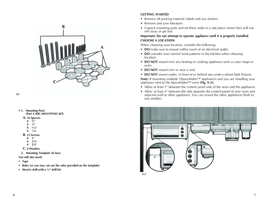 Black & Decker SDC750, SDC740B manual Getting Started, Choose a Location 