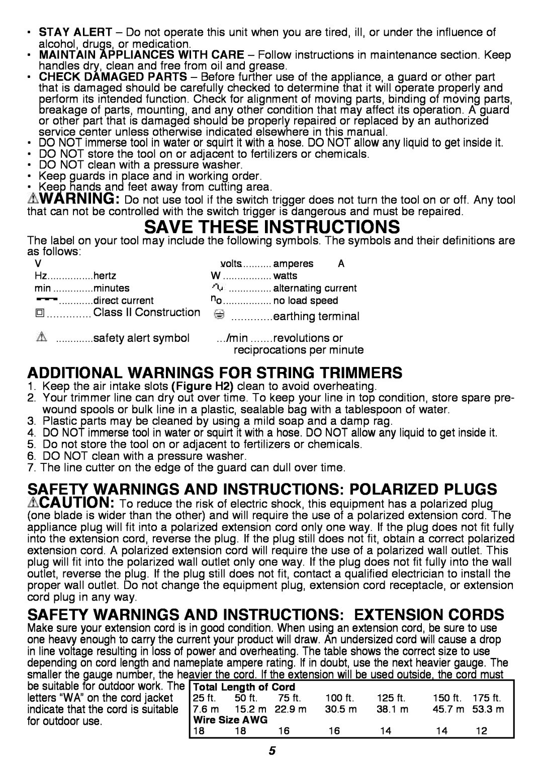 Black & Decker SF-080 instruction manual Save These Instructions, Additional Warnings For String Trimmers 